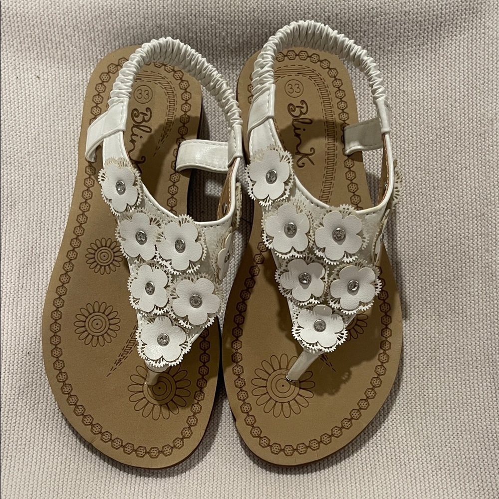 Blink Kids White Floral Flip Flops